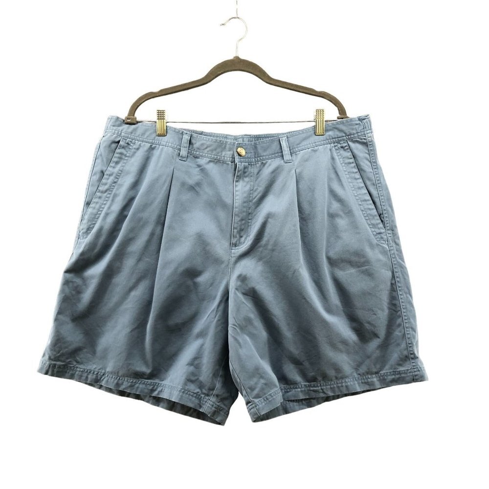 Columbia Pleated Front Chino Shorts Mens XL‎ (42) Relaxed Blue 8" Comfort Waist